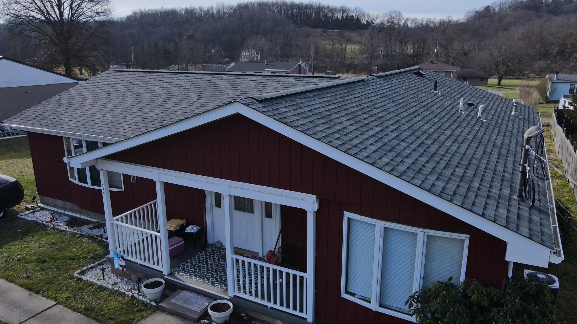red residential house soffit and fascia